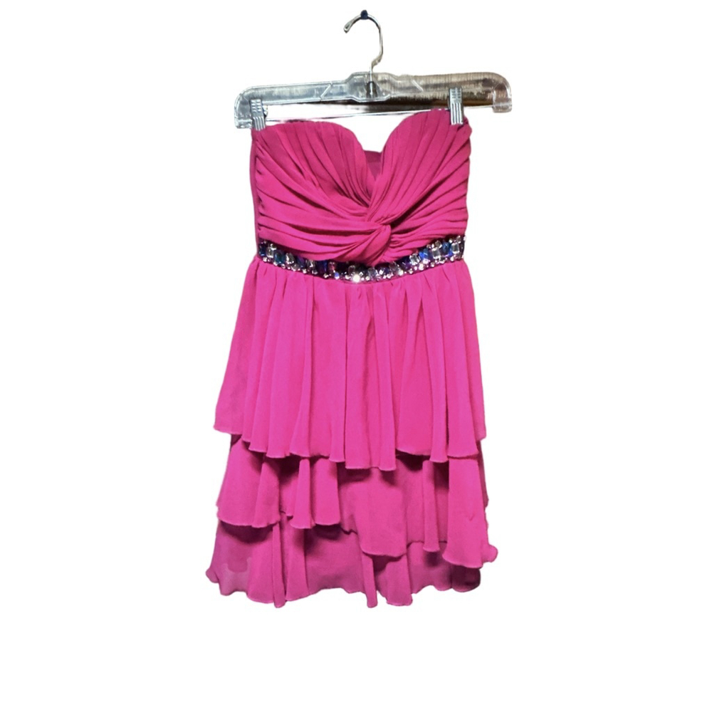 Jodi Kristopher Pink Strapless Beaded Dress Women's Size 1 - Picture 3 of 8